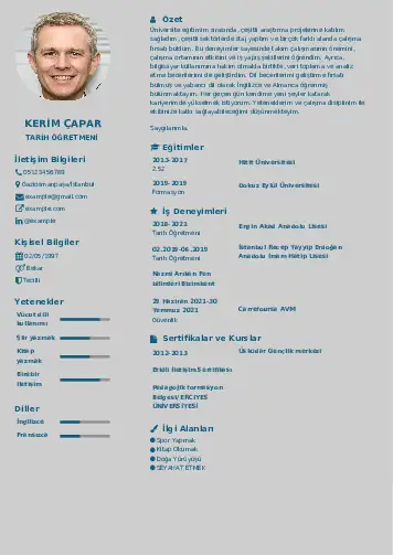 Tarih Öğretmeni Cv Örnekleri cv indir